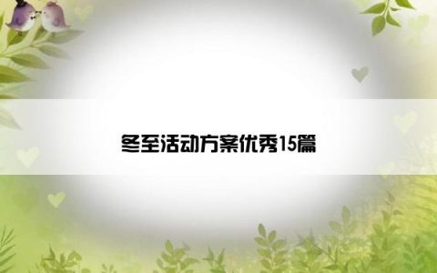 冬至活动方案优秀15篇