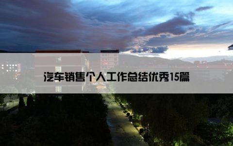 汽车销售个人工作总结优秀15篇