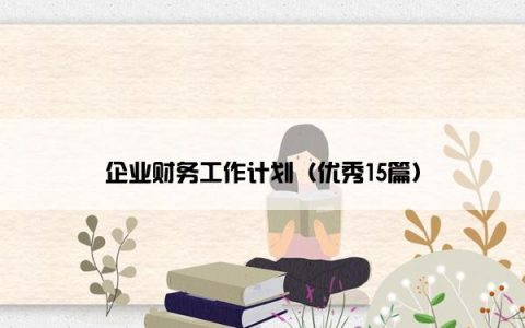 企业财务工作计划（优秀15篇）