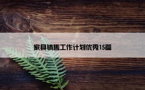 家具销售工作计划优秀15篇