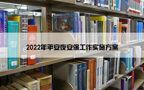 2022年平安夜安保工作实施方案