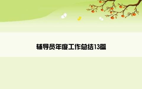 辅导员年度工作总结13篇