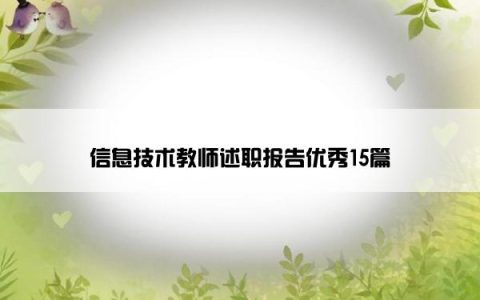 信息技术教师述职报告优秀15篇