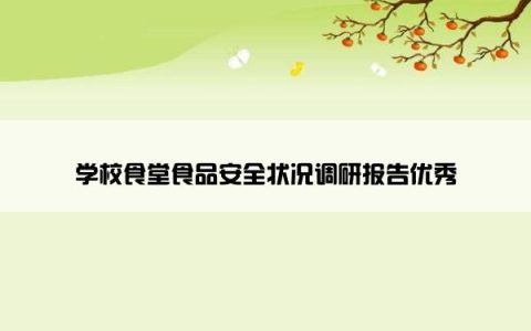 学校食堂食品安全状况调研报告优秀