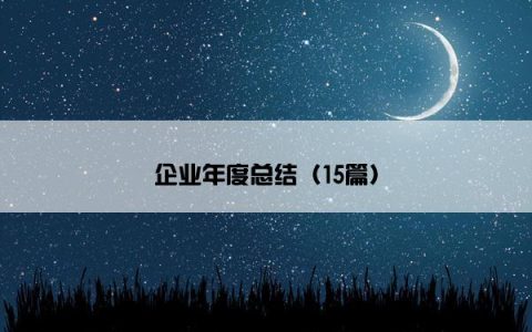 企业年度总结（15篇）