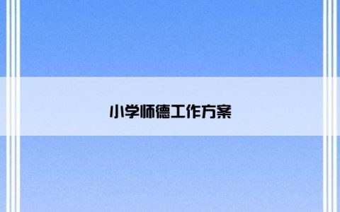 小学师德工作方案