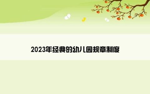 2023年经典的幼儿园规章制度