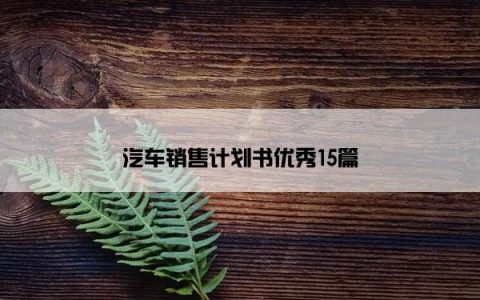 汽车销售计划书优秀15篇