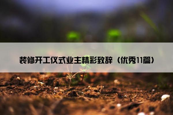 装修开工仪式业主精彩致辞（优秀11篇）