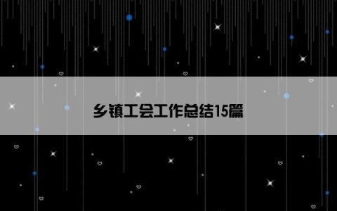 乡镇工会工作总结15篇