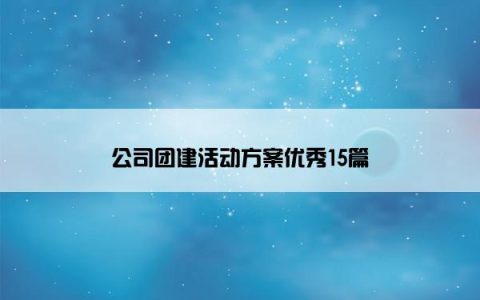 公司团建活动方案优秀15篇