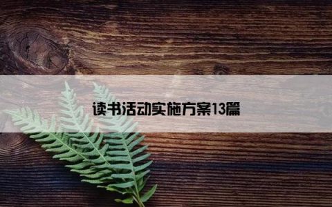 读书活动实施方案13篇