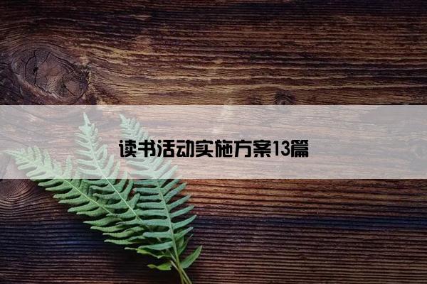 读书活动实施方案13篇