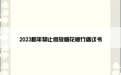 2023新年禁止燃放烟花爆竹倡议书