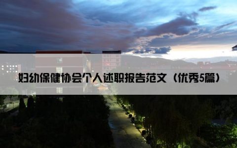 妇幼保健协会个人述职报告范文（优秀5篇）