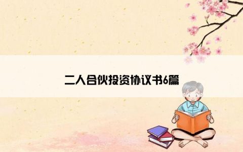 二人合伙投资协议书6篇