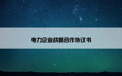 电力企业战略合作协议书