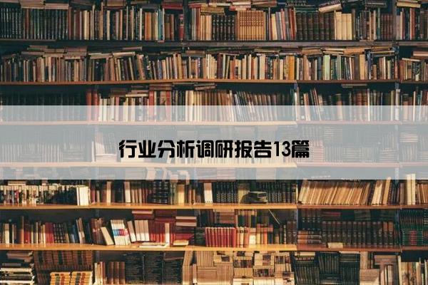 行业分析调研报告13篇