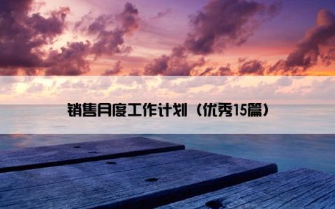 销售月度工作计划（优秀15篇）