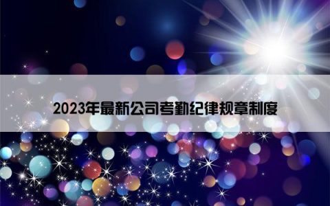 2023年最新公司考勤纪律规章制度