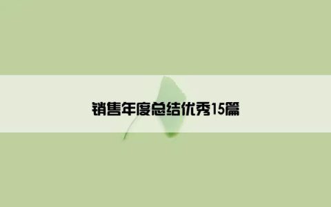 销售年度总结优秀15篇