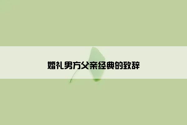 婚礼男方父亲经典的致辞