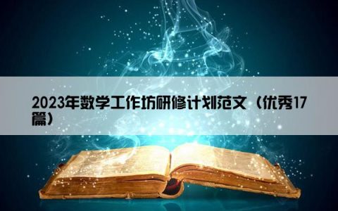 2023年数学工作坊研修计划范文（优秀17篇）