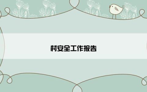 村安全工作报告