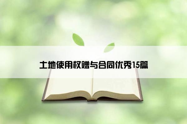 土地使用权赠与合同优秀15篇