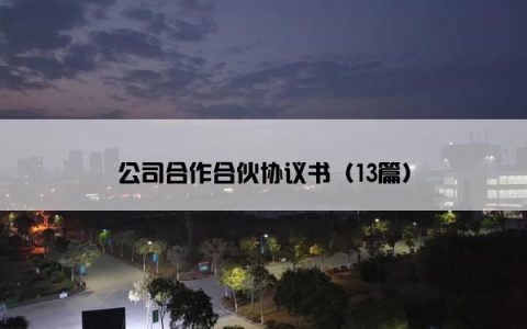 公司合作合伙协议书（13篇）