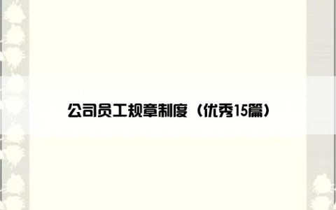 公司员工规章制度（优秀15篇）