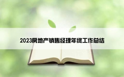 2023房地产销售经理年终工作总结
