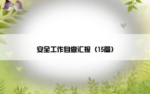 安全工作自查汇报（15篇）