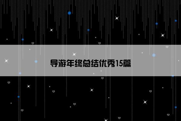 导游年终总结优秀15篇