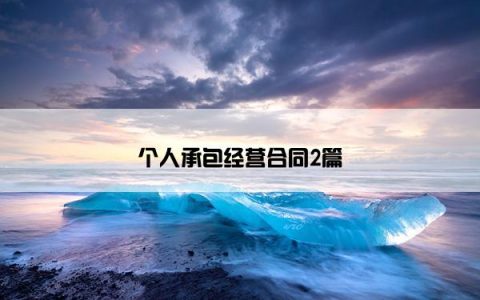 个人承包经营合同2篇