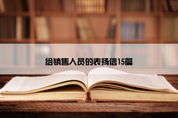 给销售人员的表扬信15篇