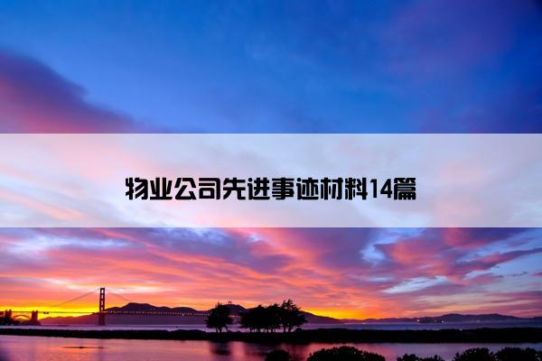 物业公司先进事迹材料14篇