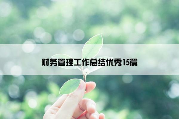 财务管理工作总结优秀15篇