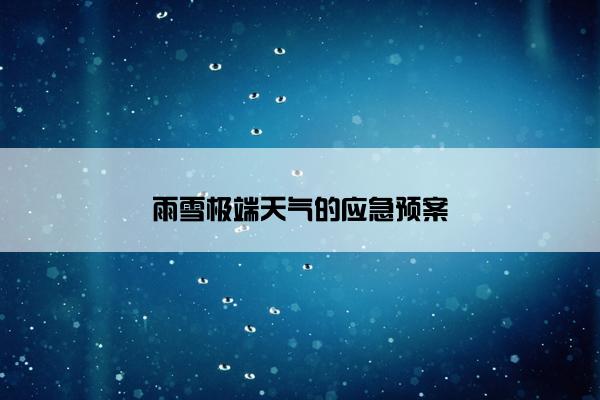 雨雪极端天气的应急预案