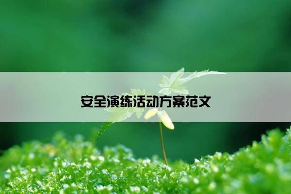 安全演练活动方案范文