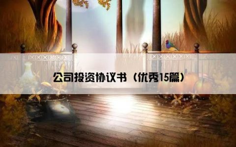 公司投资协议书（优秀15篇）