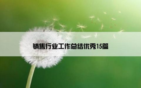 销售行业工作总结优秀15篇