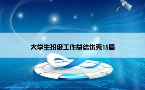 大学生班级工作总结优秀15篇