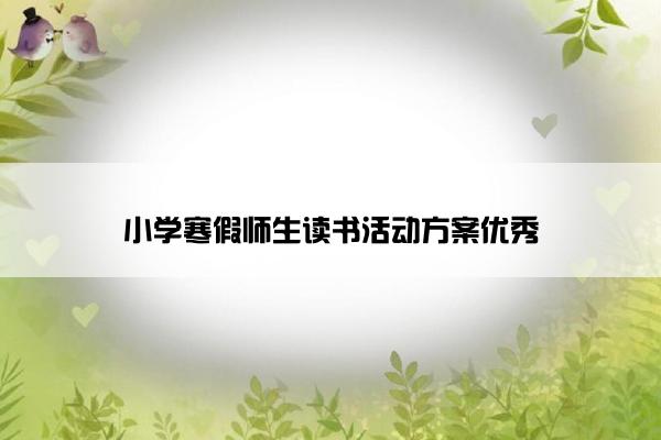 小学寒假师生读书活动方案优秀