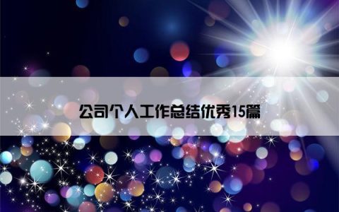 公司个人工作总结优秀15篇