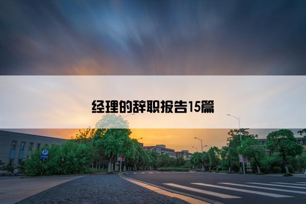 经理的辞职报告15篇