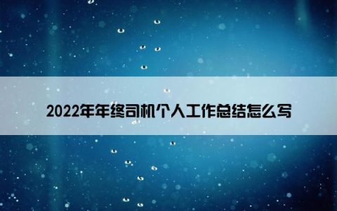 2022年年终司机个人工作总结怎么写