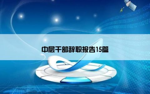 中层干部辞职报告15篇