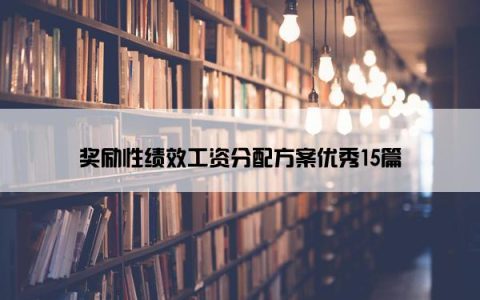 奖励性绩效工资分配方案优秀15篇