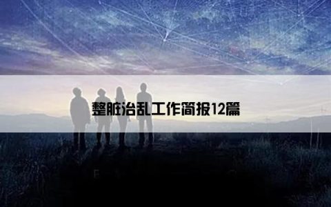 整脏治乱工作简报12篇